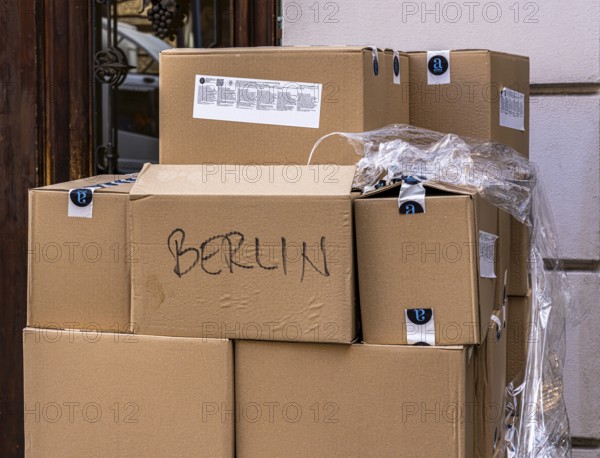 Stack of packaging boxes, Berlin, Germany