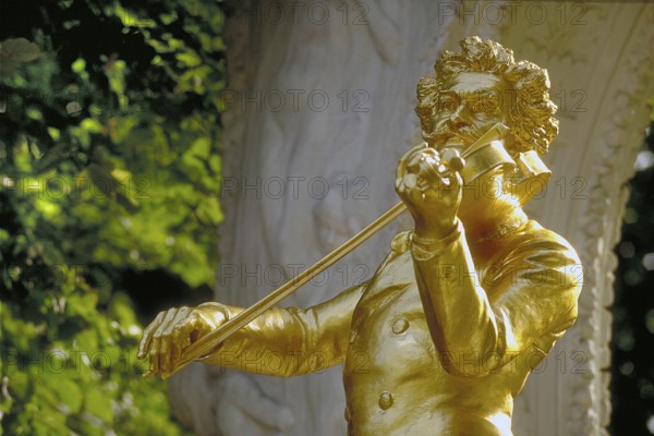 Johann Strauss monument, created in 1921, stands in Vienna City Park, Vienna, Austria