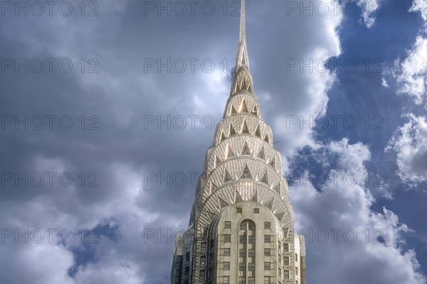 Spire of the Crysler Building, built in Art Deco style in 1928, New York City, USA
