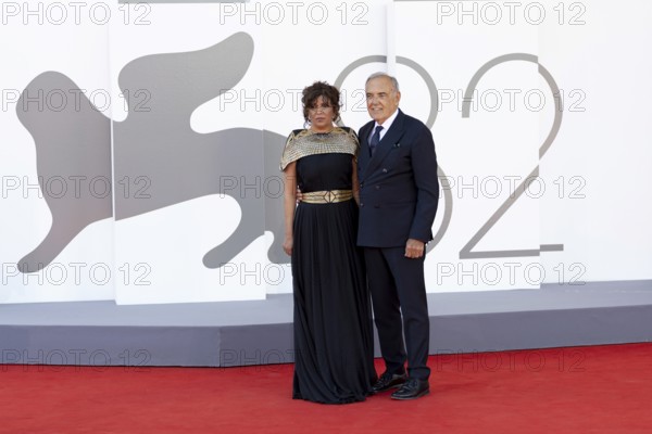 Venice, Italy - 3 September 2025: Kaouther Ben Hania and Alberto Barbera during the Red Carpet of - The Voice Of Hind Rajab - during the 82nd Venice International Film Festival