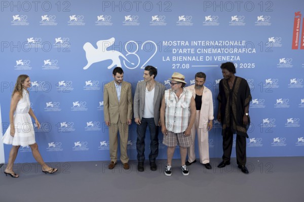 Venice, Italy - 3 September 2025: Louis Cancelmi, Vito Schnabel, Benjamin Clementine, Louise Kugelberg, Julian Schnabel, Oscar Isaac, Duke Nicholson, Francesco Melzi d'Eril, Olmo Schnabel during the Photo Call of - In the Hand of Dante - during the 82nd Venice International Film Festival