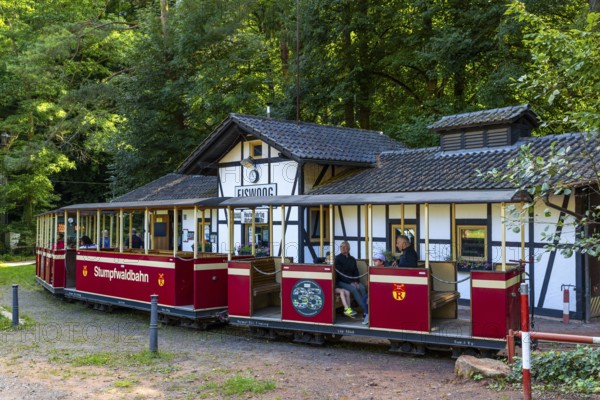 Swamp forest railway, historic railway, historic railway station, Eiswoog, Ramsen, Pfläzerwald, Rhineland-Palatinate, Germany