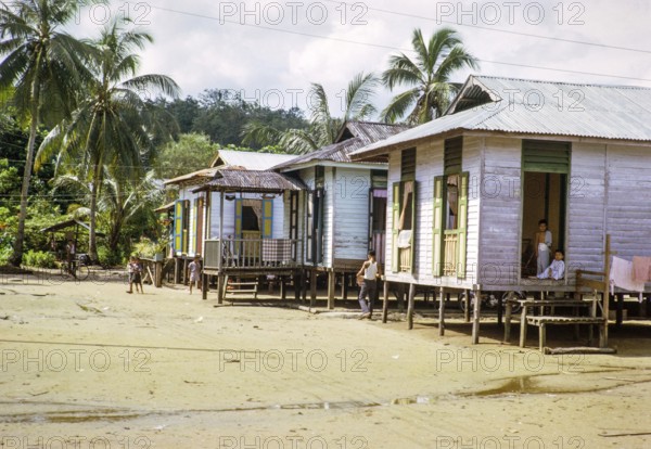 Village by Causeway between Singapore and Johor Bahru, Malaysia, Southeast Asia 1964