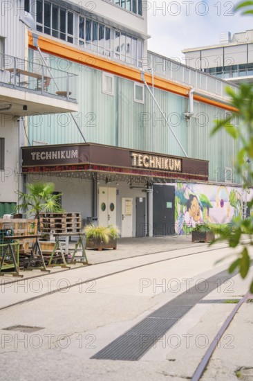 Entrance to the technical centre in an industrial building with an urban flair, Werksviertel Munich, Munich, Germany