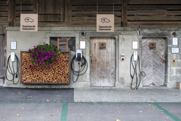 Charging station for electric cars, Kemmeriboden, Schangnau, Switzerland