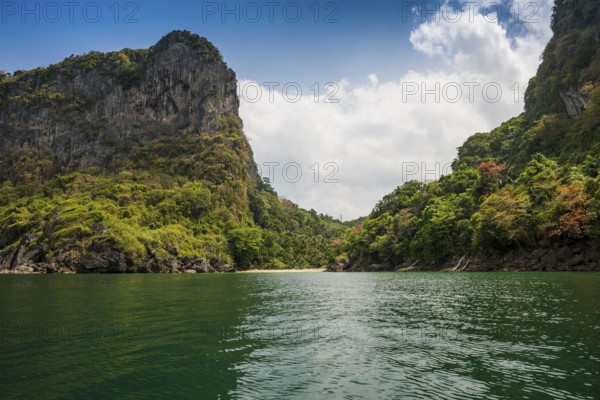 White sandy beach and coconut palms, Sabai Beach, Koh Mook, Trang Province, Southern Thailand, Andaman Sea, Thailand