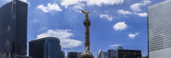 Mexico City tourist attraction Angel of Independence column near financial center and El Zocalo