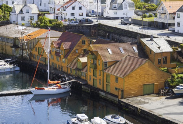 Norway, colourful houses of Haugesund historic city center