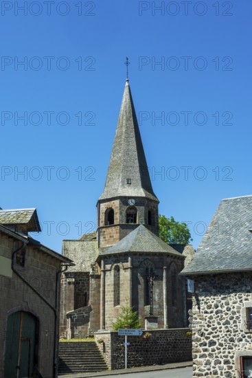 Compains, Saint Georges church, Auvergne Volcanoes Regional Park, Cezallier region, Puy de Dome, Auvergne Rhone Alpes, France