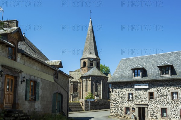 Compains, Saint Georges church, Auvergne Volcanoes Regional Park, Cezallier region, Puy de Dome, Auvergne Rhone Alpes, France