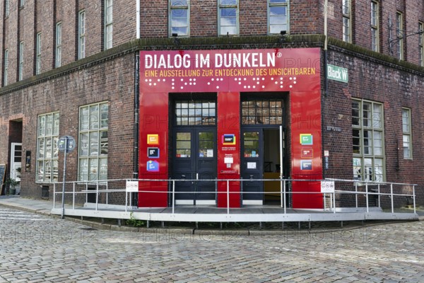 Dialogue in the dark, immersive experience exhibition, workshop on the everyday life of people with blindness, handicap, Speicherstadt, Hamburg, Germany