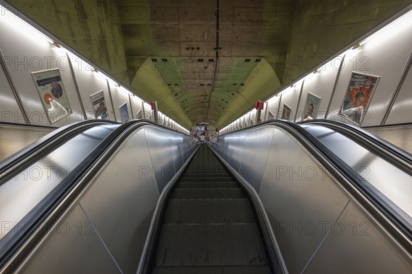 Escalators in the underground, Munich, Bavaria, Germany