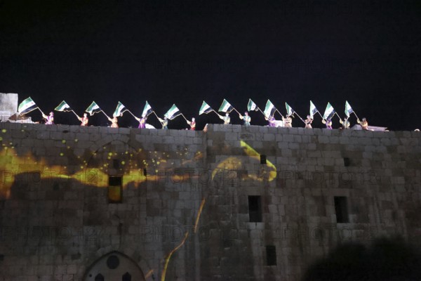 The inauguration of the Syrian Development Fund at Damascus Citadel featured light shows and stage acts, with President Ahmed al-Sharaa, state officials, and international ambassadors highlighting Syria's path to reconstruction, Damascus, Damascus, Syria