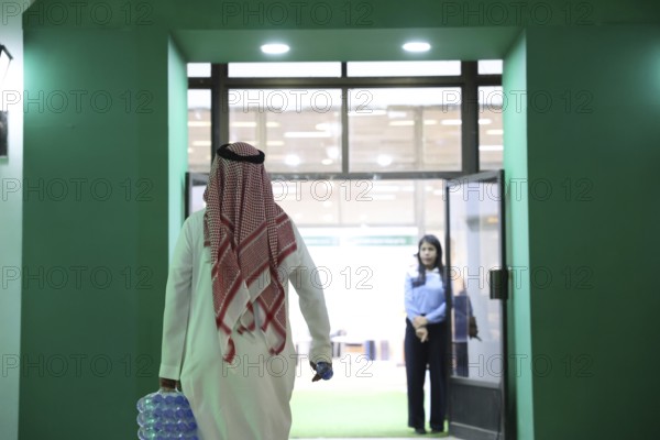 Saudi companies showcase products and investments inside the Saudi pavilion at the Damascus International Fair, the first edition after the fall of Bashar al-Assad, underlining Riyadh's support for Syria's economic recovery, Damascus, Damascus, Syria