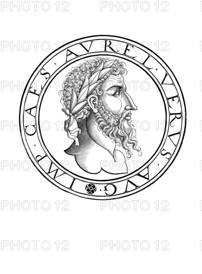 Marcus Aurelius (born 26 April 121 in Rome as Marcus Annius Catilius Severus, died 17 March 180 in Vindobona or Sirmium), also known as Marc Aurel or Marcus Aurelius, was Roman Emperor from 161 to 180 and as a philosopher the last important representative of the younger Stoa, authentic, digitally restored reproduction from a 19th century original, record date not stated