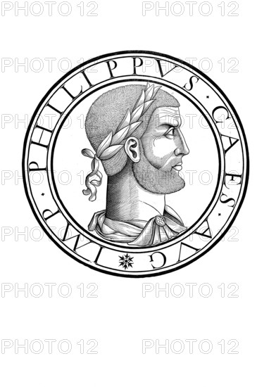 Philip of Swabia (born February or March 1177 in or near Pavia, died 21 June 1208 in Bamberg) from the Staufer dynasty was Roman-German king from 1198 until his assassination in 1208, authentic, digitally restored reproduction from a 19th century original, record date not stated