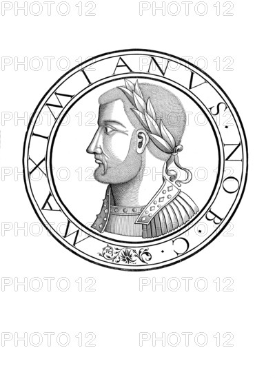 Marcus Aurelius Valerius Maximianus, Herculius, (born around 240 near Sirmium, died † 310 in Gaul) was Emperor of the Roman Empire together with Diocletian from 1 March 286 to 1 May 305, authentic, digitally restored reproduction from a 19th century original, record date not stated