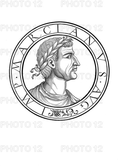 Markian, Flavius Marcianus, (born around 390 in Thrace, died 27 January 457 in Constantinople) was Emperor of the Eastern Roman Empire from 450 to 457, authentic, digitally restored reproduction from a 19th century original, record date not stated