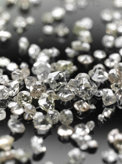Many valuable diamonds, some rough, some cut, for further processing for the jewellery industry