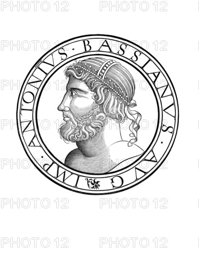 Caracalla, Lucius Septimius Bassianus, (born 4 April 188 in Lugdunum, died 8 April 217 in Mesopotamia) was Roman emperor from 211 until his death. His official imperial name was Marcus Aurelius Severus Antoninus in reference to the popular emperor Marcus Aurelius, authentic, digitally restored reproduction from a 19th century original, record date not stated