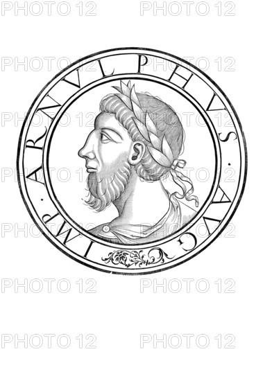 Arnolf of Carinthia, also Arnulf, Arnold, (born around 850, died 8 December 899 in Regensburg) from the Carolingian dynasty was King of the East Franconian Empire from 887 and Roman Emperor from 896 to 899, authentic, digitally restored reproduction from a 19th century original, record date not stated