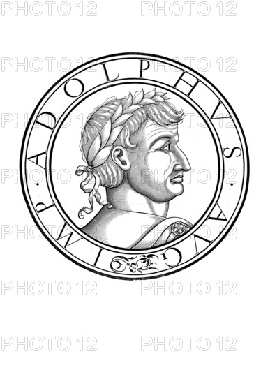 Adolf of Nassau (born in front of 1250, died 2 July 1298) from the Walramian line of the Nassau dynasty was Roman-German king from 1292 until his death, authentic, digitally restored reproduction from a 19th century original, record date not stated