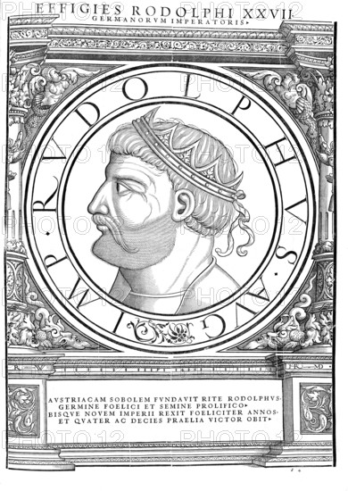 Rudolf I (born 1 May 1218, died 15 July 1291 in Speyer) was, as Rudolf IV, Count of Habsburg from around 1240 and from 1273 to 1291 the first Roman-German king from the Habsburg dynasty, authentic, digitally restored reproduction from a 19th century original, record date not stated