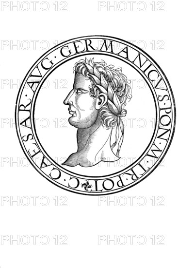 Gaius Caesar Augustus Germanicus (born 31 August 12 in Antium as Gaius Iulius Caesar, died 24 January 41 in Rome), posthumously known as Caligula, was Roman Emperor from 37 to 41, authentic, digitally restored reproduction from a 19th century original, record date not stated