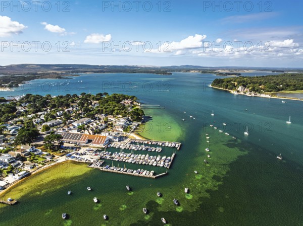 Sandbanks from drone, Poole, Dorset, England, United Kingdom