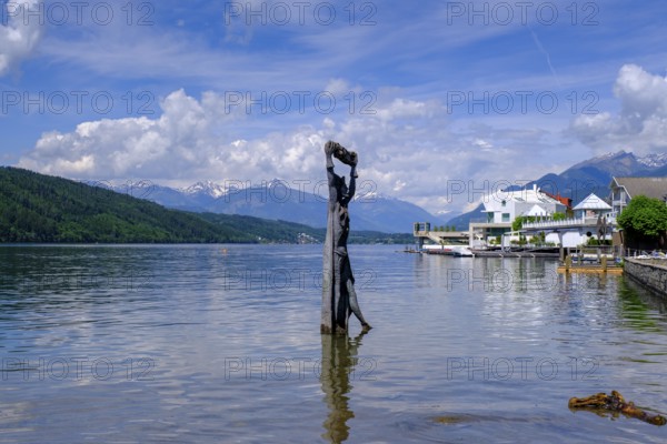 Statue of St Domitian by Giorgio Igne in Lake Millstatt, Millstadt, Carinthia, Austria