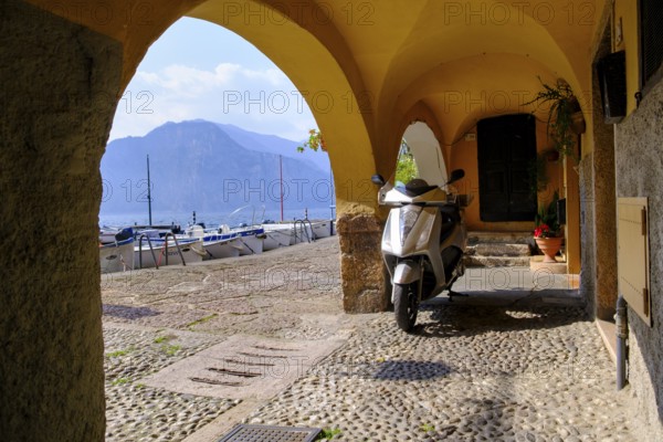 Porticciolo di Cassone, harbour of Cassone di Malcesine, Lake Garda, Veneto, Italy