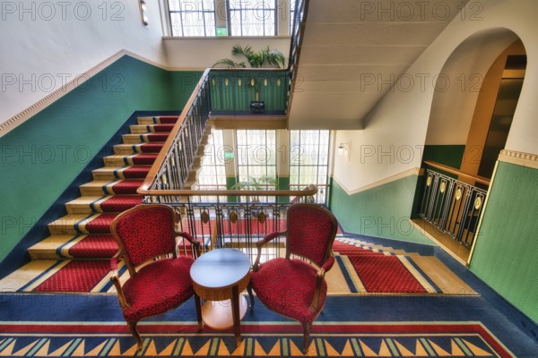 Colourful staircase in a hotel, Lucerne, Switzerland