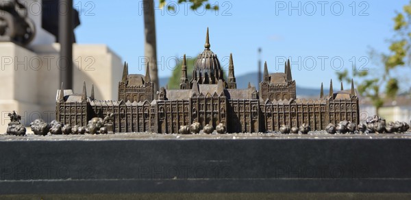 Detailed miniature model of hungarian parliament building, a popular tourist attraction in budapest, hungary, showcasing intricate architectural details