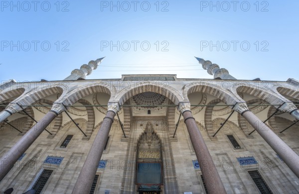 Suleymaniye mosque showcasing its impressive ottoman architecture under a clear blue sky in istanbul, turkey