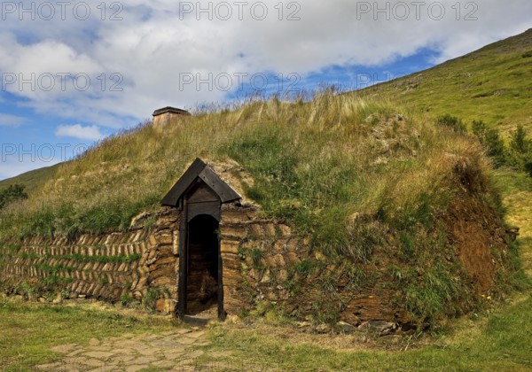 Eiríksstadir, Viking-era longhouse, where the explorer of America Leifur Eiríksson was born, Haukadlur, West Iceland, Iceland