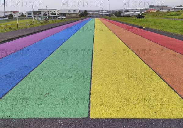 Street painted in the colours of the rainbow, Ólafsvík, Snæfellsnes, Iceland