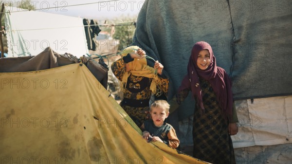 Syrian children playing in a refugee camp near the Turkish border on World Children's Day. Aleppo, Syria October 29, 2022, Aleppo, Syria