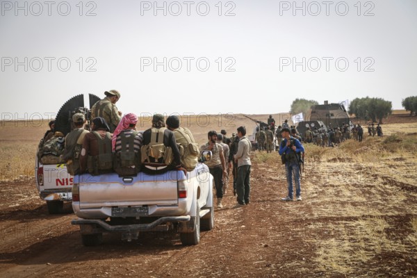 Vehicles and heavy weapons used by Syrian opposition fighters in combat against ISIS. Aleppo, Syria October 09, 2016, Aleppo, Syria