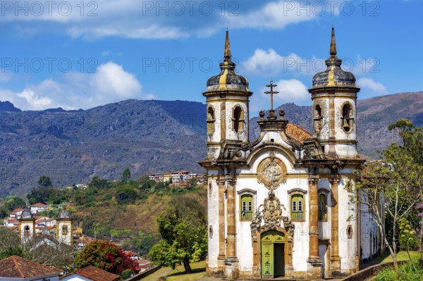 Famous 18th-century baroque church in the historic city of Ouro Preto in Minas Gerais, Ouro Preto, Minas Gerais, Brazil