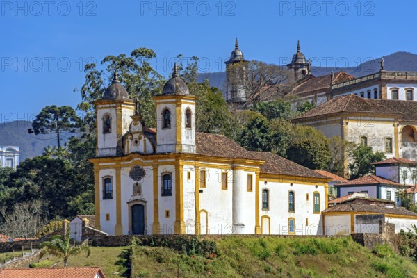 Baroque churches and historic buildings in the old city of Ouro Preto in Minas Gerais