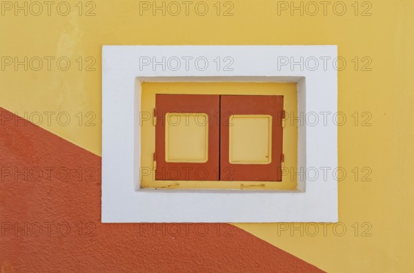 Traditional house window, Gialos, Symi Island, Dodecanese Islands, Greece
