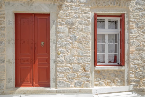 Traditional house, Chorio, Symi Island, Dodecanese Islands, Greece