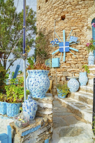 Traditional windmill entrance, Chorio, Symi Island, Dodecanese Islands, Greece