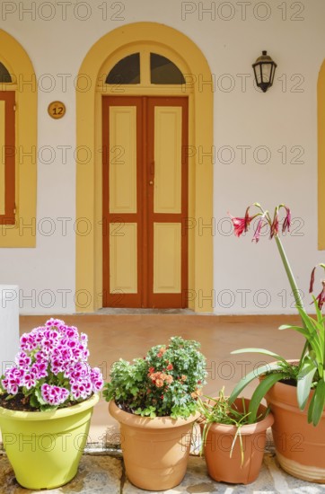Panormitis monastery interior patio, Panormitis, Symi Island, Dodecanese Islands, Greece