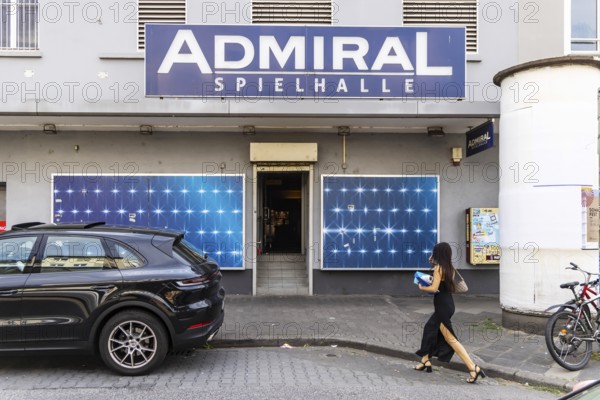 Admiral arcade. Exterior view with casino logo. Mannheim, Baden-Württemberg, Germany
