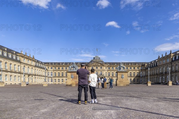 New Palace with Palace Square. Stuttgart, Baden-Württemberg, Germany