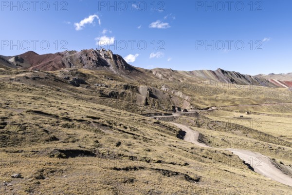 Stone forest of Palcoyo, hiking trail to the rainbow mountain Palcoyo, in the Peruvian Andes, Checacupe district, Cusco, Peru