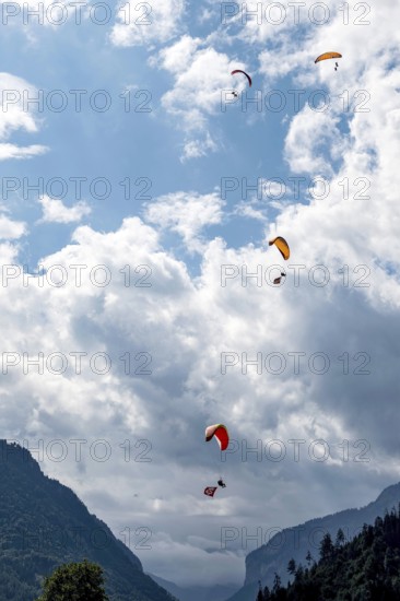 Paragliders in the sky, Interlaken, Switzerland