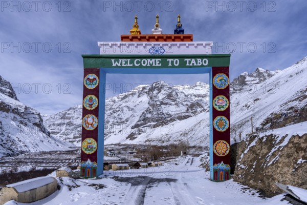 Tor tor over road, Tabo, Himalaya, Kaza, Himachal Pradesh, India