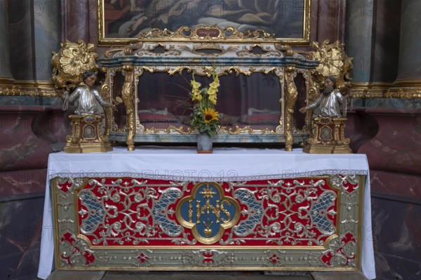 Reliquary sarcophagus of St Urbanus, catacomb shrine, Abbey Church of the Assumption of the Virgin Mary, Rohr, Lower Bavaria, Germany